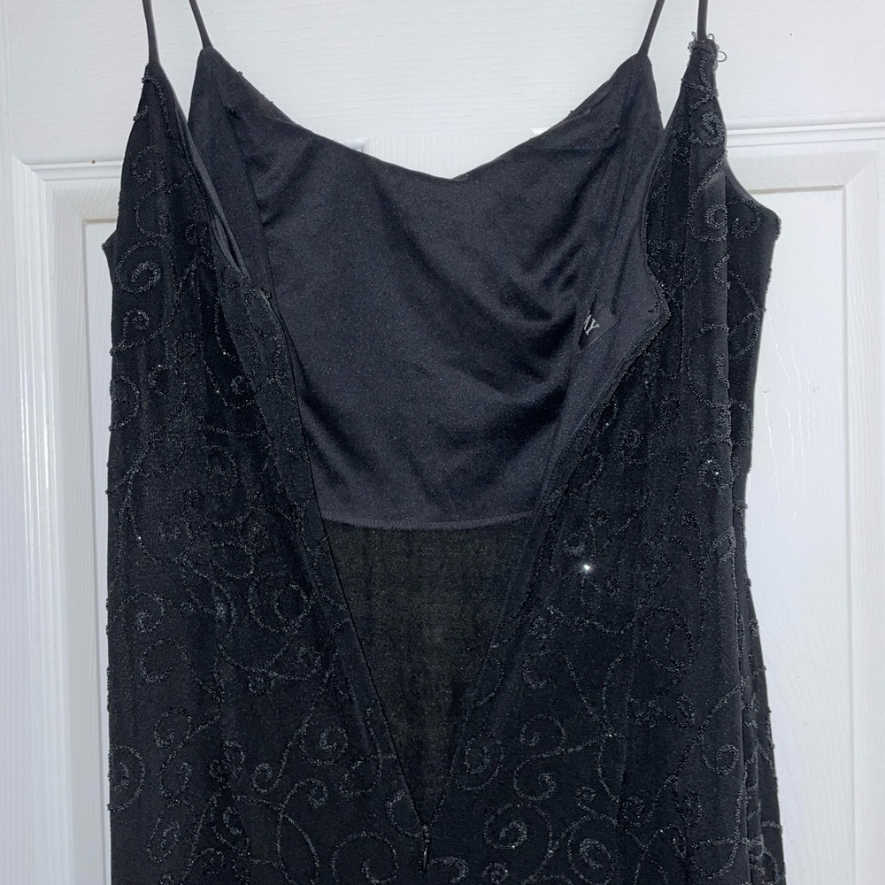 VINTAGE Bari Jay Black Evening Beaded Slit Gown Strapless Dress - Picture 5 of 6